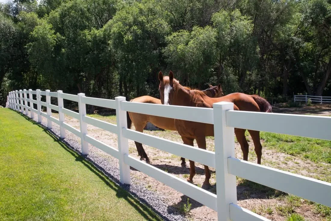 White ranch rail horse fencing along a pasture in Central Illinois